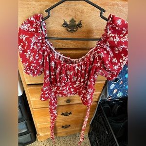 Small red cropped top not sure what brand
